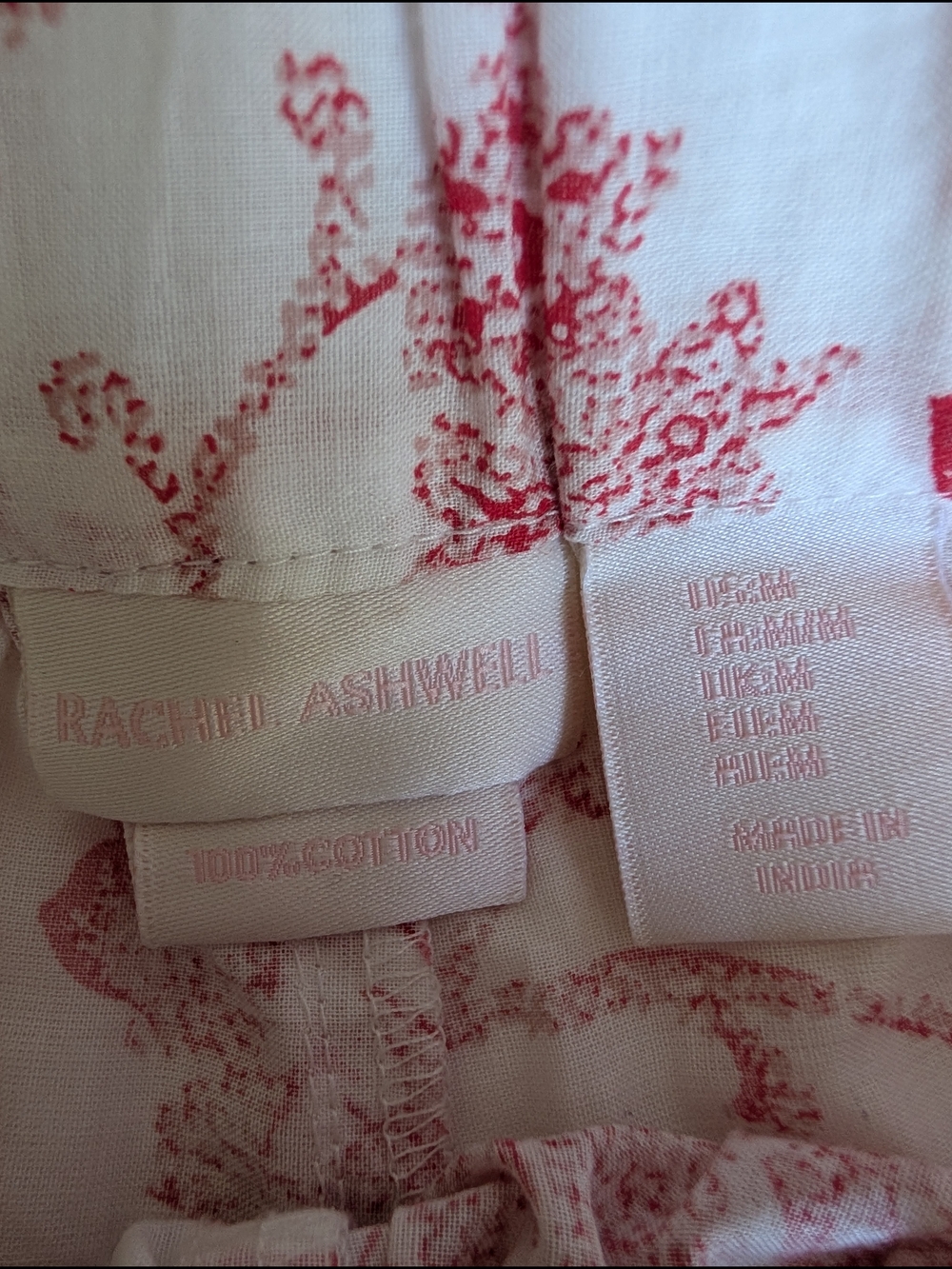 Rachel Ashwell Shabby Chic Floral Eyelet-Trim Cotton Sleep Set - Red, Medium - Picture 5 of 5